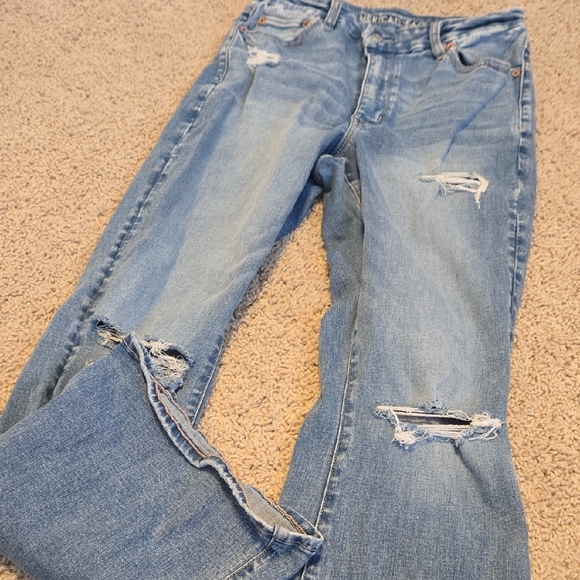 American Eagle Outfitters Denim - American Eagle Women's Light Blue Distressed Flare Jeans